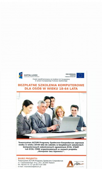 BEZPŁATNE SZKOLENIA KOMPUTEROWE Z EGZAMINEM ECDL
